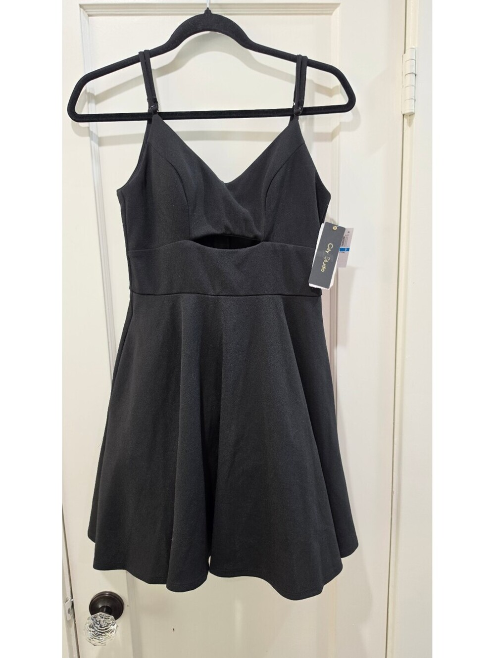 City Studio Women's Black Cut Out Skater Dress Size 9